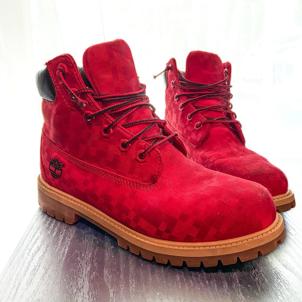 Timberland boots Limited Edition Valentine Red Colorway Checkered